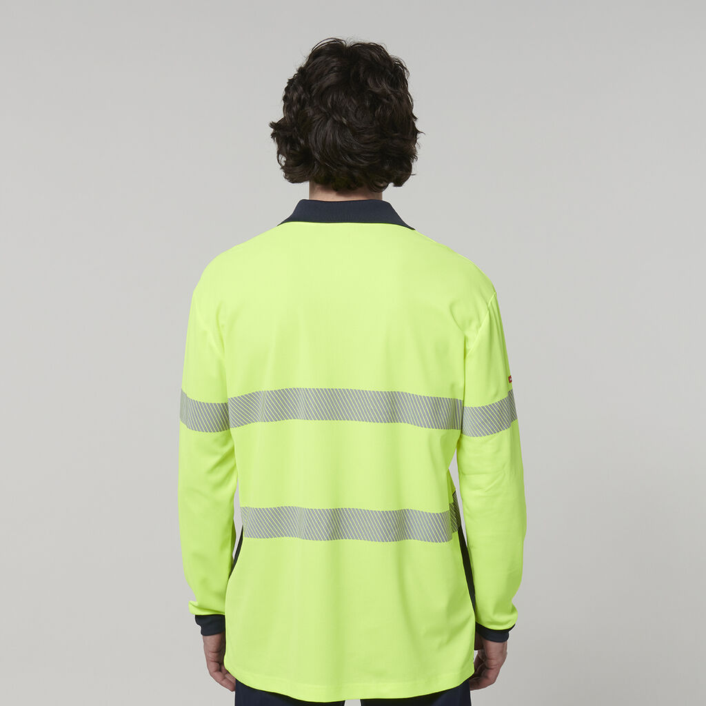 Mens Long Sleeve Hi Vis Taped Polo 