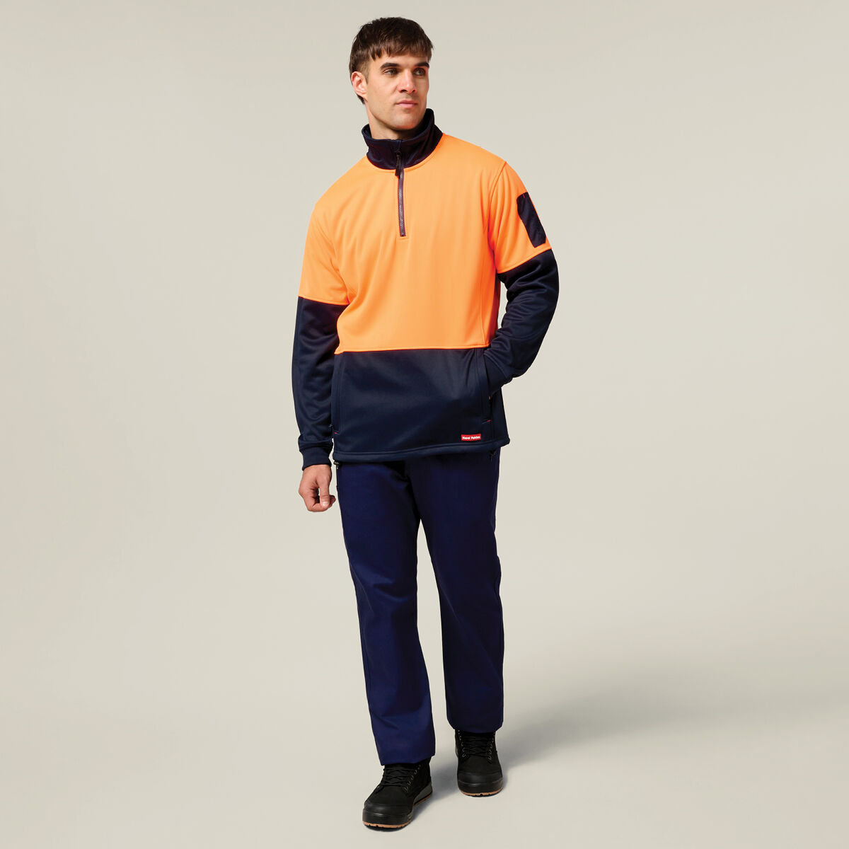 Hika Buy Hi Vis 2Tone 1/4 Zip Brushed Fleece Jumper | Hard Yakka