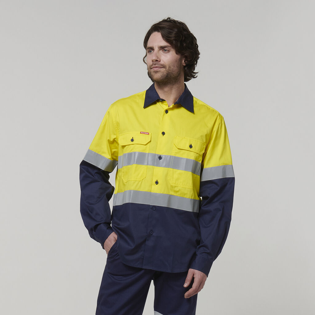 Core Hi-Vis Long Sleeve 2 Tone Taped Vented Cotton Shirt