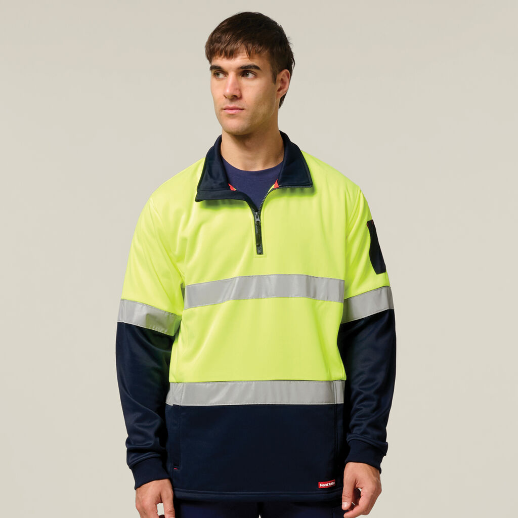 Hi-Vis 2 Tone 1/4 Zip Brushed Taped Fleece Jumper