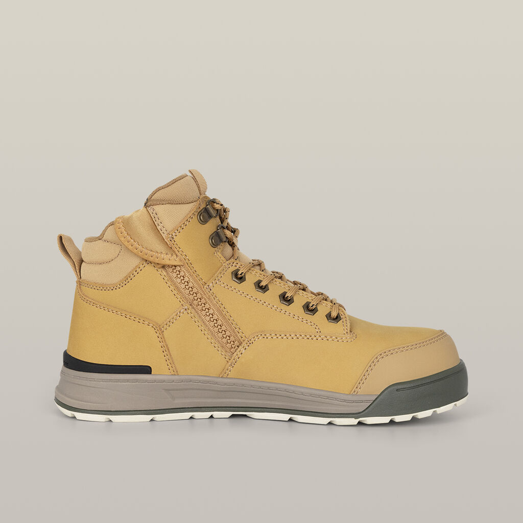 3056 Lace Up & Side Zip Steel Toe Safety Boot - Wheat