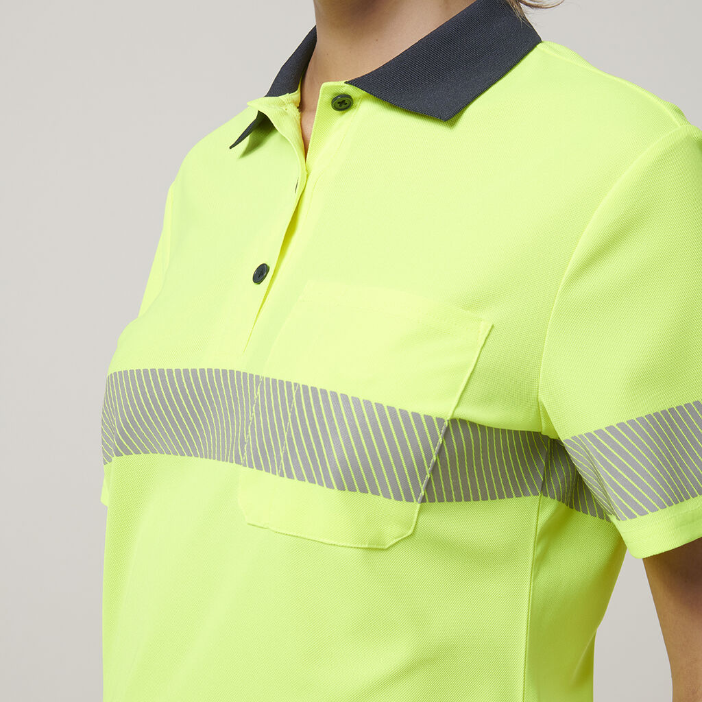 Womens  Short Sleeve Hi Vis Taped Polo 