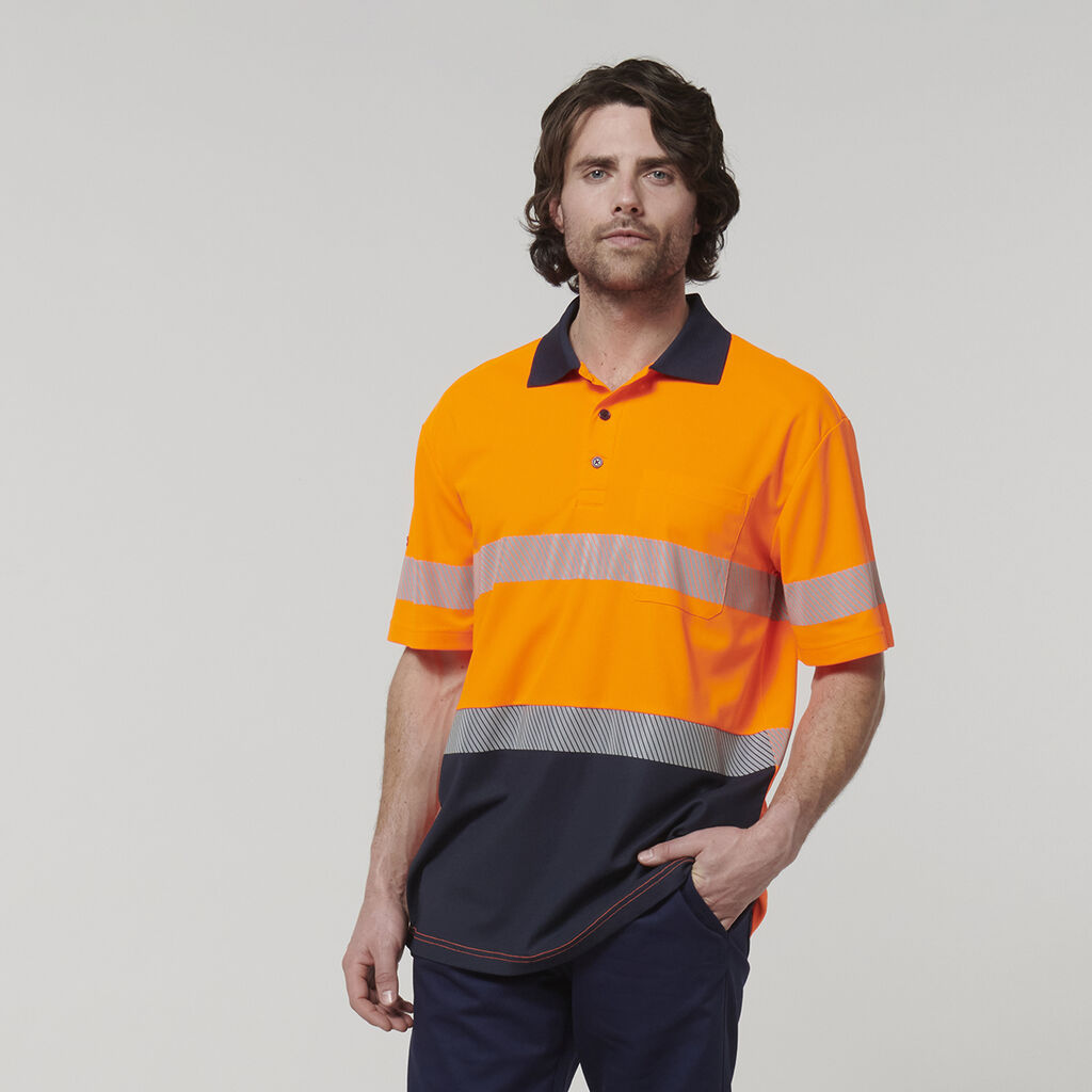 Mens Short Sleeve Hi Vis Taped Polo 