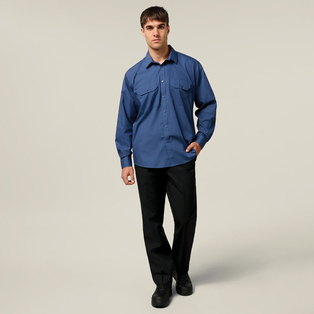 Long Sleeve Permanent Press Crease Free Poly Cotton Shirt