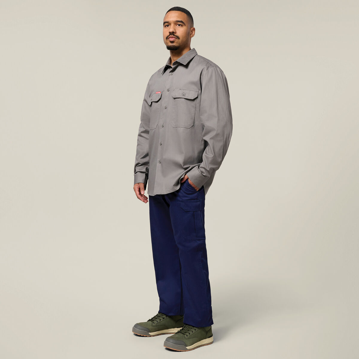 Long Sleeve Open Front Cotton Drill Work Shirt | Hard Yakka