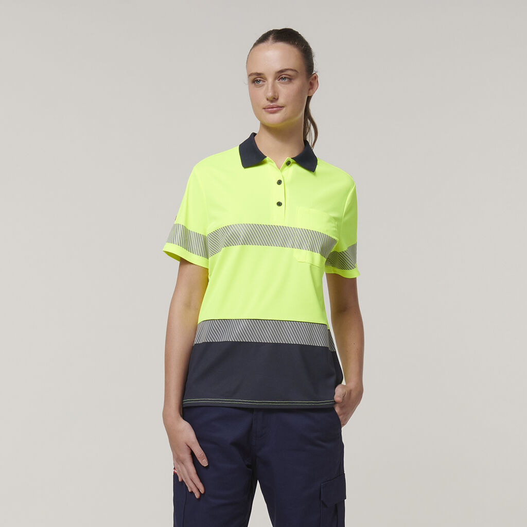 Womens  Short Sleeve Hi Vis Taped Polo 