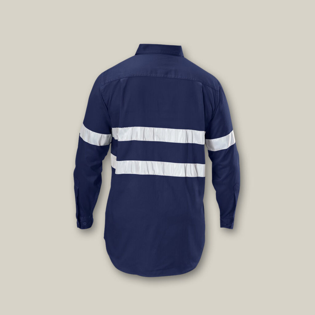 Hi-Vis Cotton Drill Long Sleeve Taped Shirt