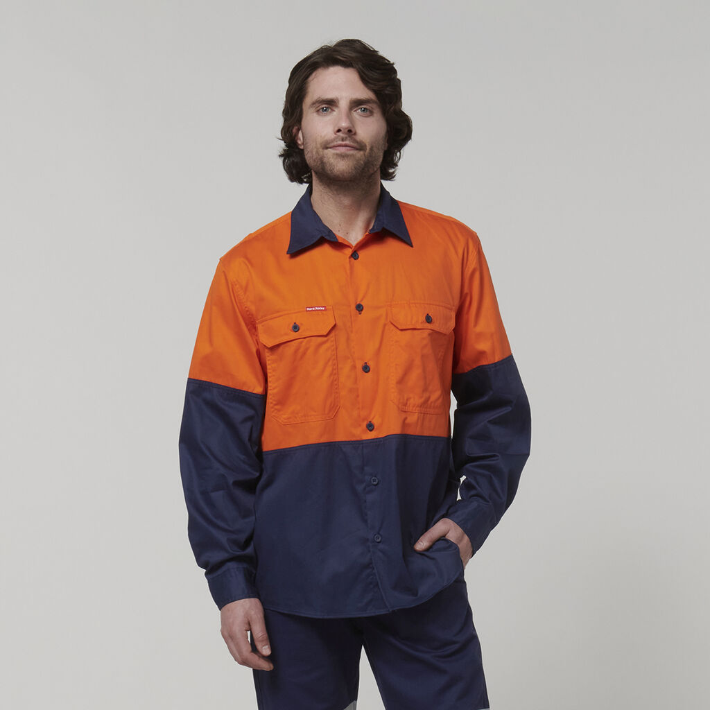 Core Hi-Vis Long Sleeve 2 Tone Vented Cotton Shirt