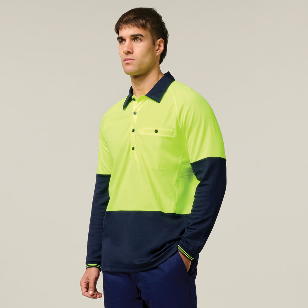 Core Hi-Vis 2 Tone Vented Long Sleeve Polo