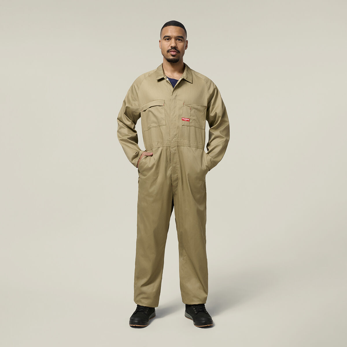 HANA YAGI-COVERALLS/BLACK×WHITE② Lightweight Cotton Drill Coverall | Hard Yakka Australia