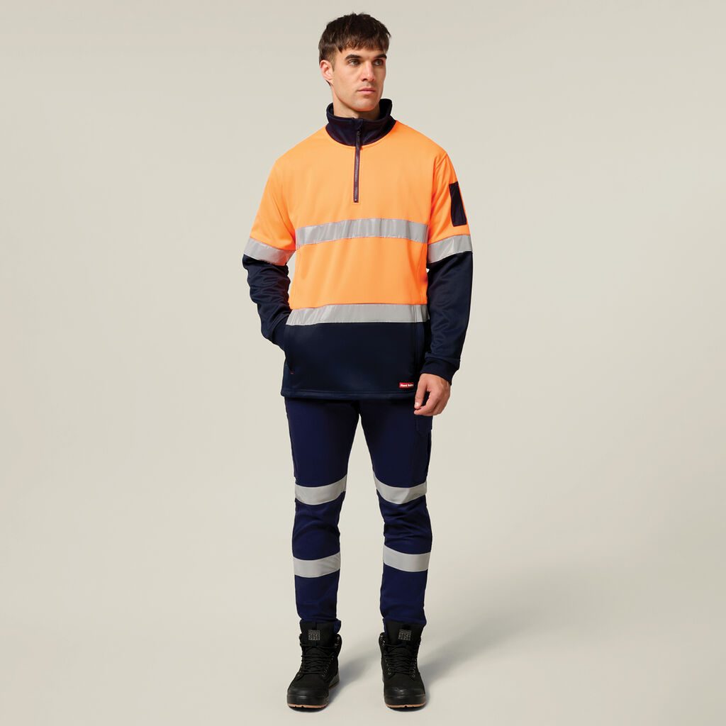 Hi-Vis 2 Tone 1/4 Zip Brushed Taped Fleece Jumper