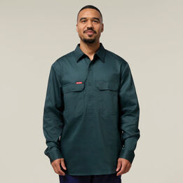 Long Sleeve Closed Front Cotton Drill Work Shirt
