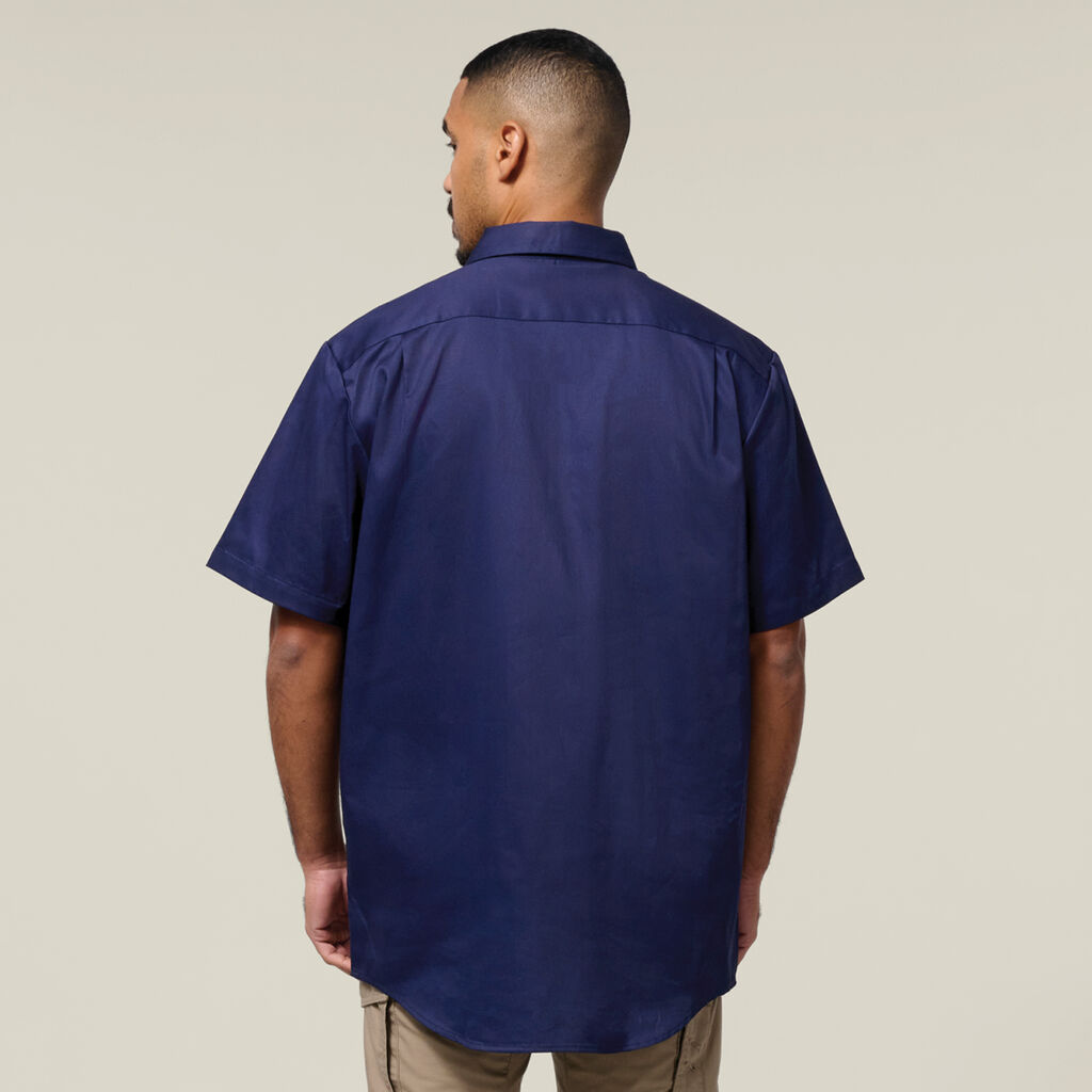 Short Sleeve Closed Front Cotton Drill Work Shirt