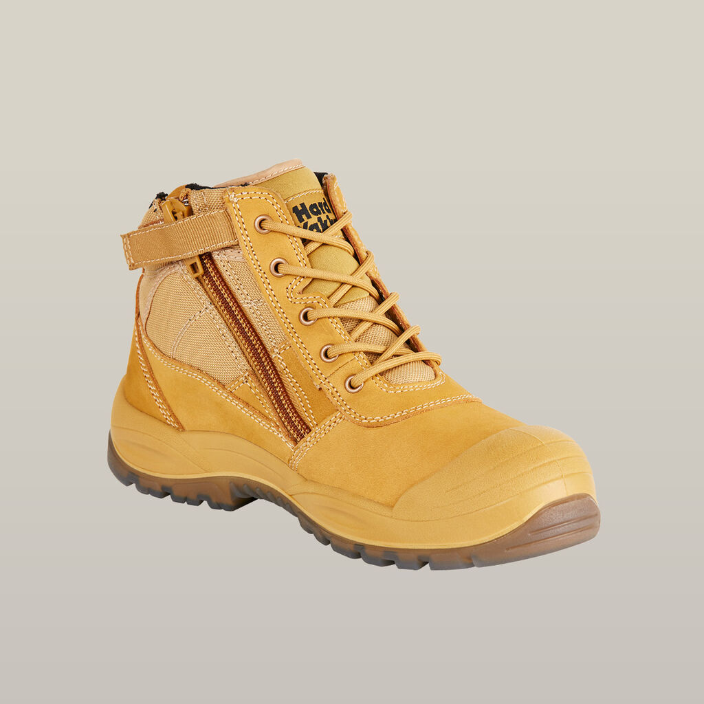 Utility Zip Sided Steel Toe Safety Boot - Wheat
