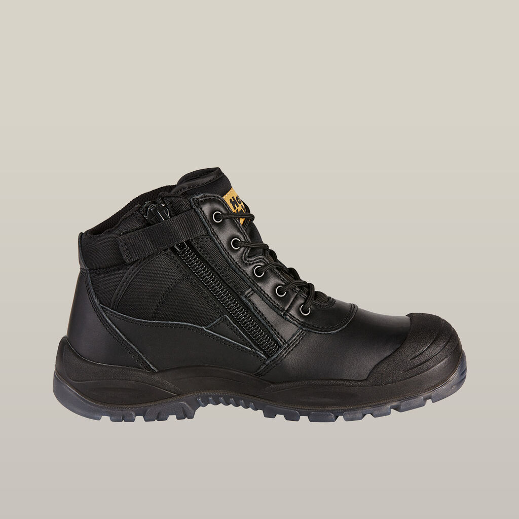 Utility Zip Sided Steel Toe Safety Boot - Black