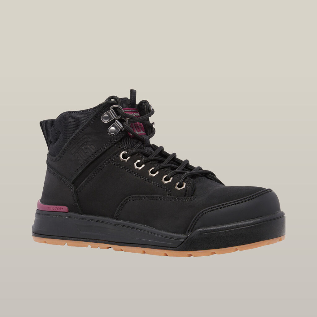 Women's 3056 Lace Up & Side Zip Safety Boot - Black