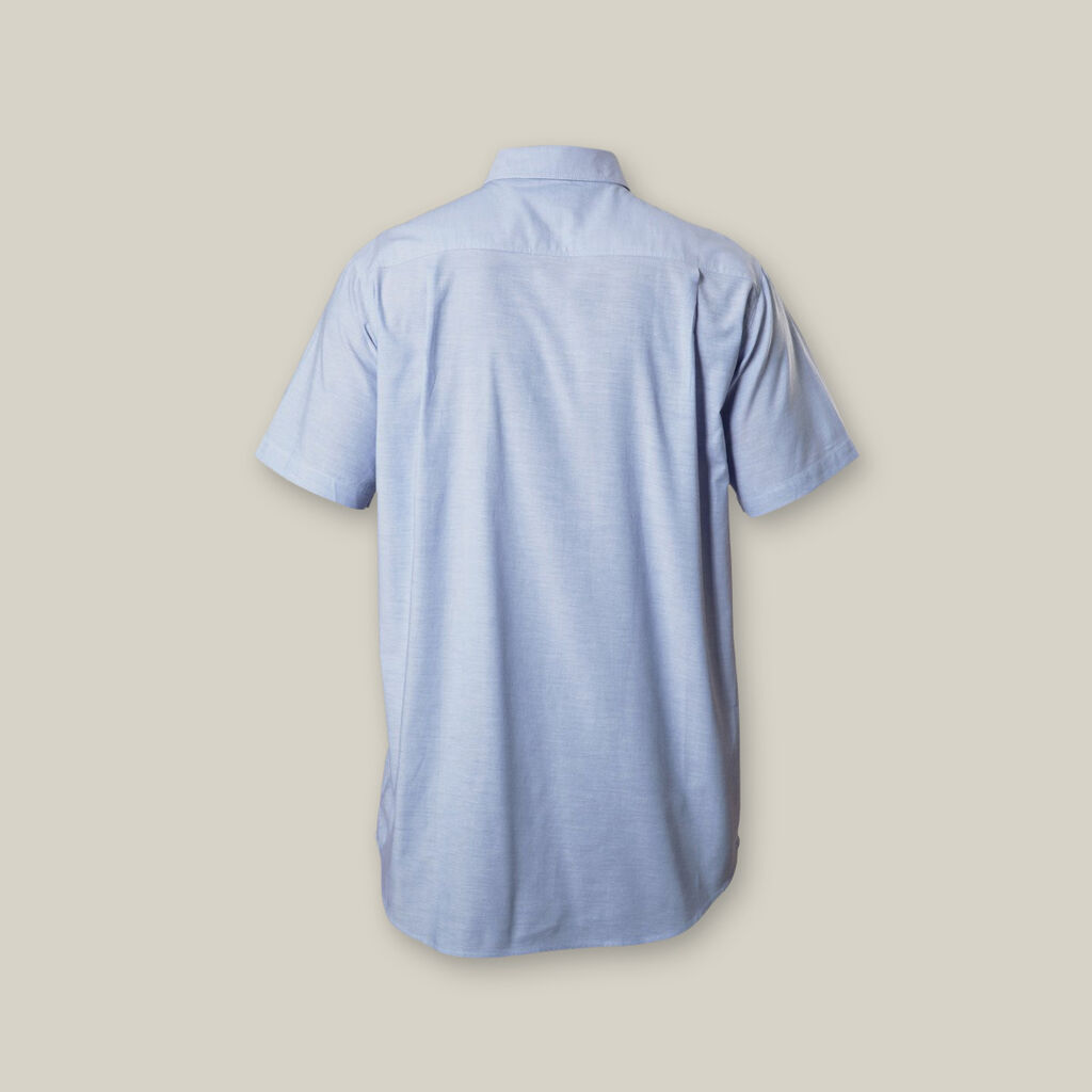 Short Sleeve Chambray Open Front Cotton Work Shirt