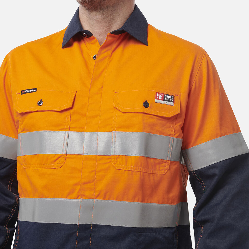 ShieldTec Fr Hi Vis 2 Tone Open Front Taped Shirt PPE2