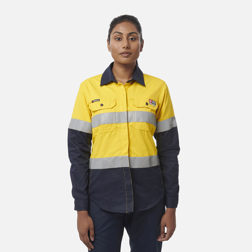 Women's ShieldTec FR Hi Vis 2Tone Open Front Taped Shirt PPE2