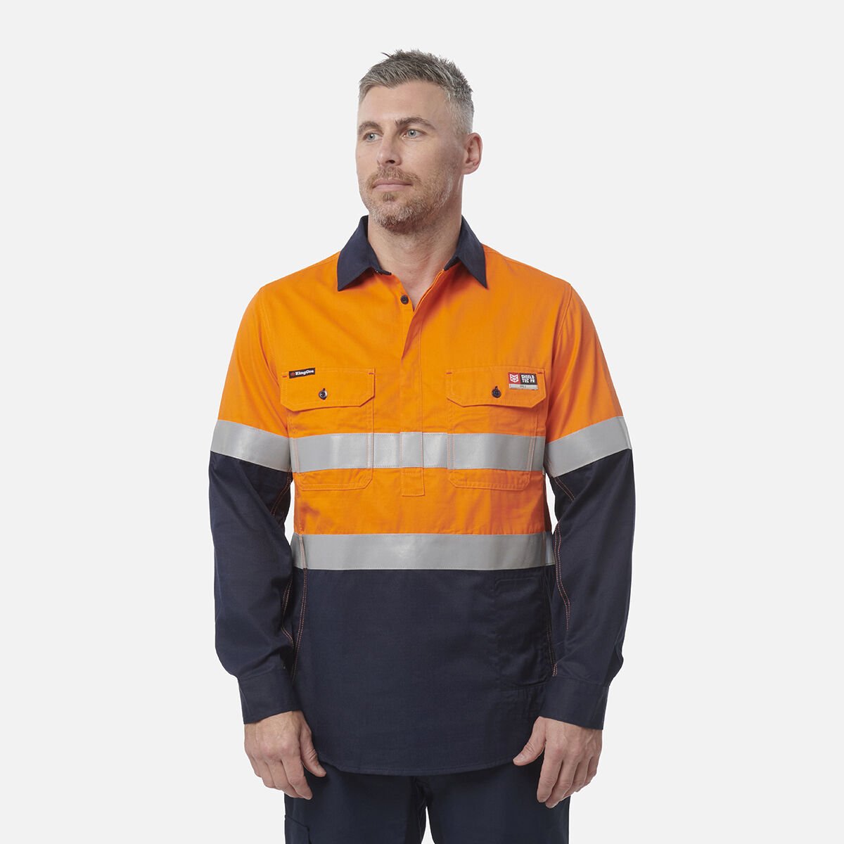 Closed front hi vis work shirts clearance