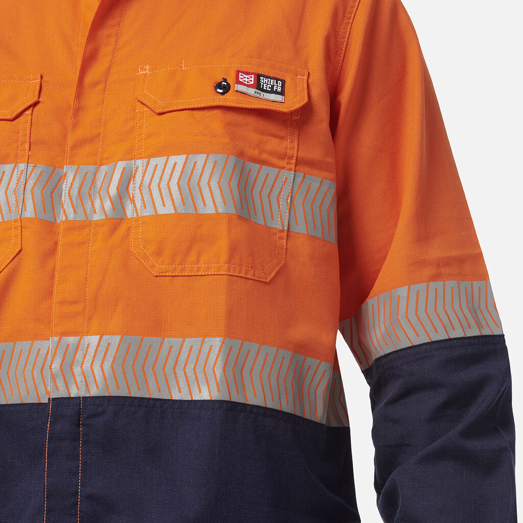 ShieldTec LENZING™ FR Hi Vis 2Tone Open Front Taped Shirt PPE1