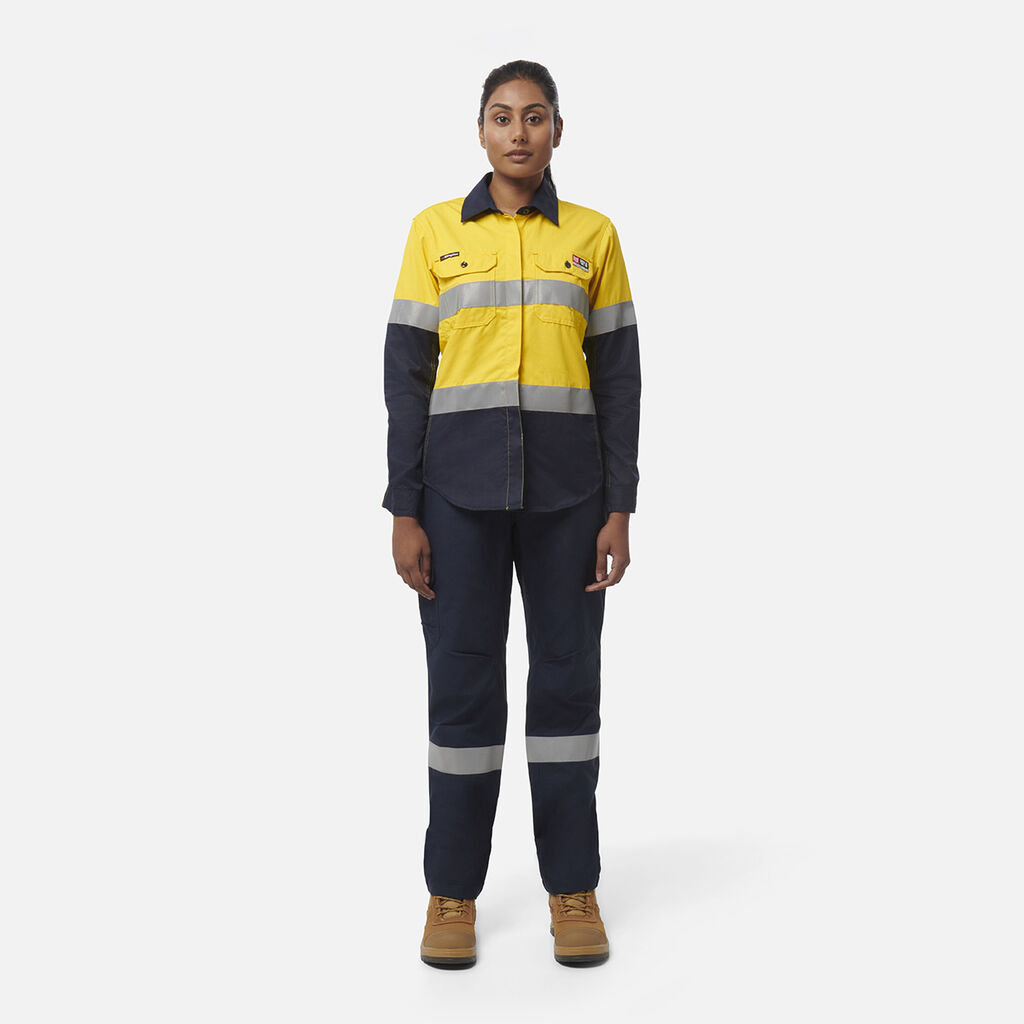 Women's ShieldTec FR Hi Vis 2Tone Open Front Taped Shirt PPE2