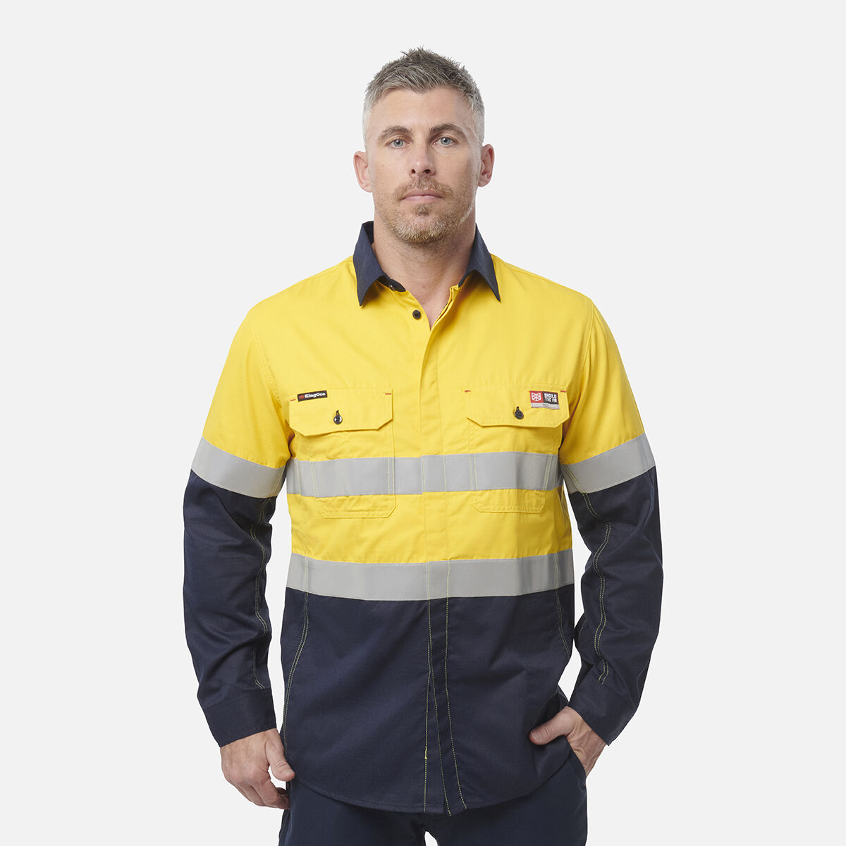 プレゼントを選ぼう！ ShieldTec Fr Hi Vis 2 Tone Open Front Taped Shirt PPE2 BaseLayers
