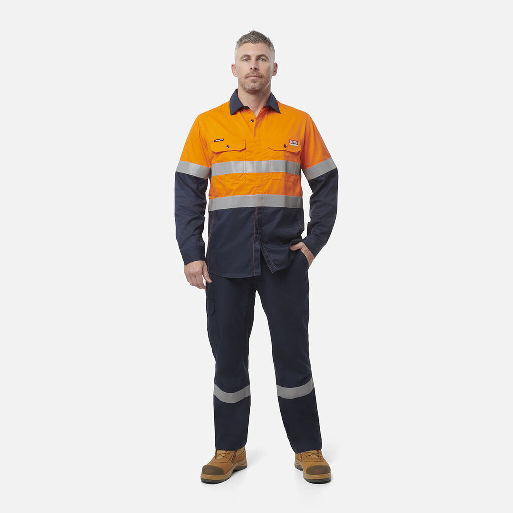 ShieldTec Fr Hi Vis 2 Tone Open Front Taped Shirt PPE2