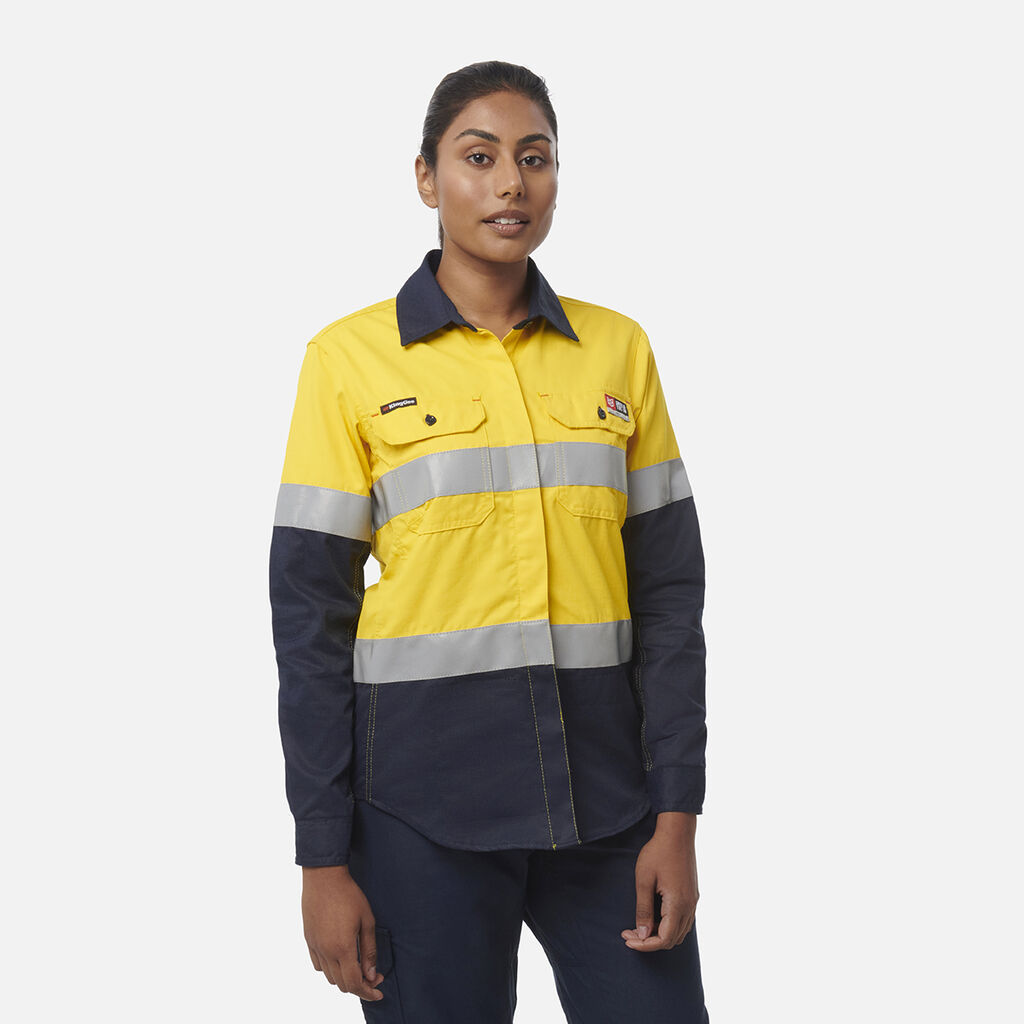 Women's ShieldTec FR Hi Vis 2Tone Open Front Taped Shirt PPE2